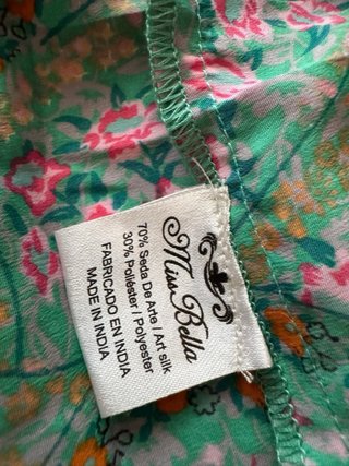 Kimono UDIN seda verde y rosa talla única