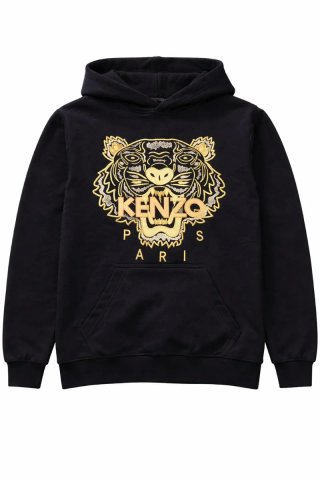 Sudadera Kenzo Negra con Logo Tigre Dorado
