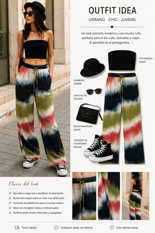 Pantalón fluido Zara estampado tie-dye Talla XS
