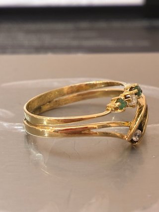 Anillo Oro 18k Esmeraldas y Diamantes