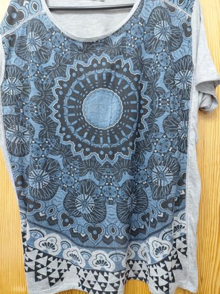 Túnica Desigual Oversize Azul y Gris Talla M