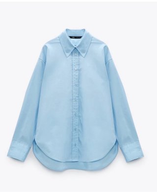 Camisa Zara S Algodón Azul