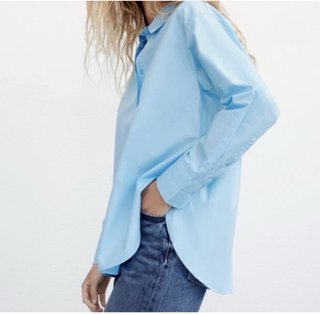 Camisa Zara S Algodón Azul
