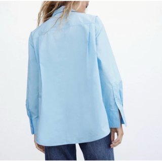 Camisa Zara S Algodón Azul