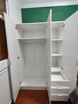 Armario Blanco 3 Puertas y 3 Cajones