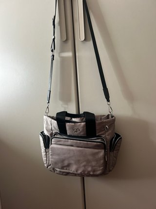 Bolso Parfois Beige Nylon Cremalleras.