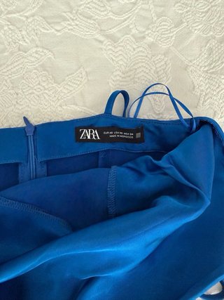 Vestido mini drapeado azul Zara