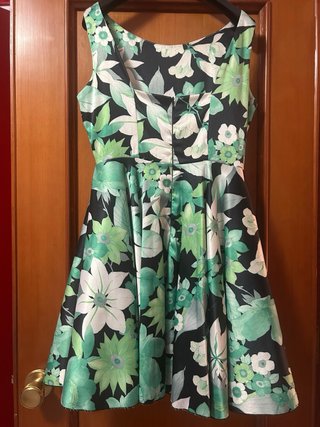Vestido fiesta mujer floral verde negro