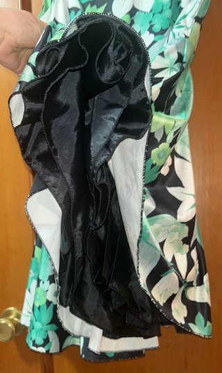 Vestido fiesta mujer floral verde negro