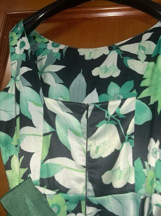 Vestido fiesta mujer floral verde negro