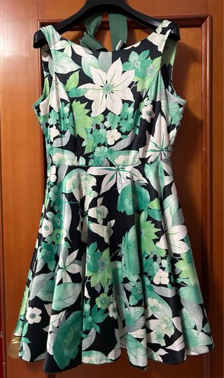 Vestido fiesta mujer floral verde negro