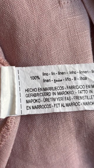 Camisa Zara Lino Rosa Talla XL