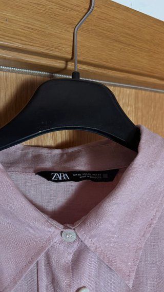 Camisa Zara Lino Rosa Talla XL
