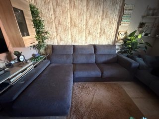2 Sofás chaise longue gris tela