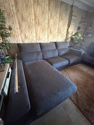 2 Sofás chaise longue gris tela