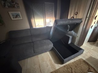2 Sofás chaise longue gris tela