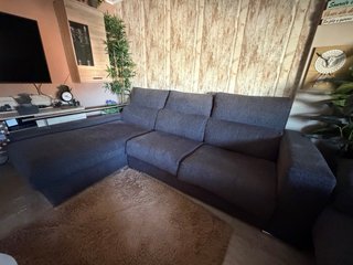 2 Sofás chaise longue gris tela