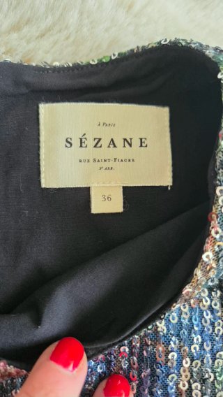 Conjunto Sézane Falda y Top Flores Lentejuelas
