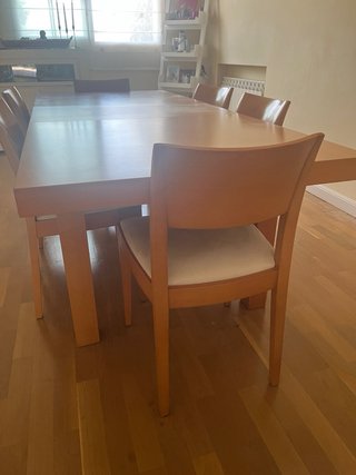 Mesa Comedor Extensible + 6 Sillas Madera
