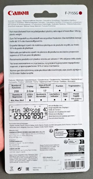 CALCULADORA CIENTÍFICA CANON F-715SG NUEVA