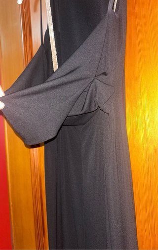 Vestido largo fiesta drapeado negro