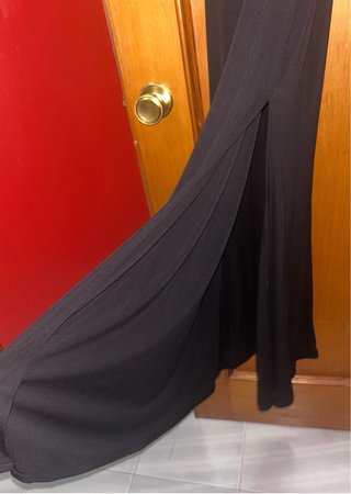 Vestido largo fiesta drapeado negro