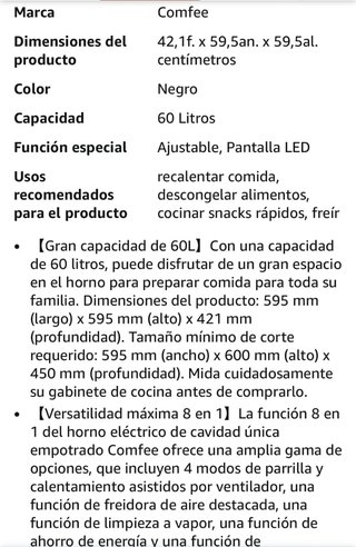 Horno Comfee CBO60M80M1-BK