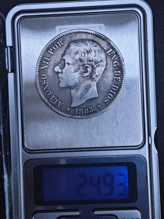 5 Pesetas de plata Alfonso XII 1883