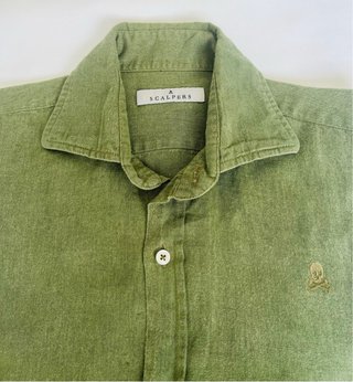 Scalpers Linen Blend Shirt Green 39 Cotton Linen