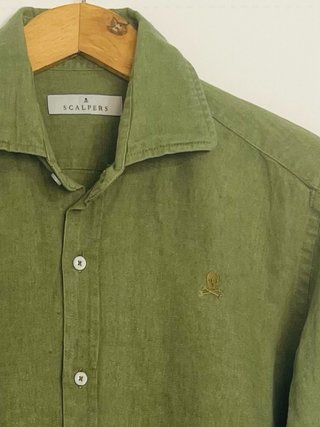 Scalpers Linen Blend Shirt Green 39 Cotton Linen