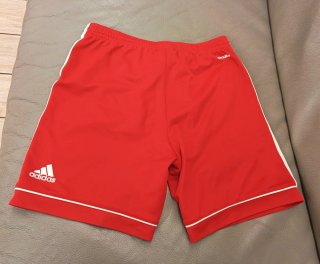 Pantaloncino Adidas rosso con strisce bianche