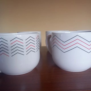 Tazas Grandes Cerámica Diseño Zigzag