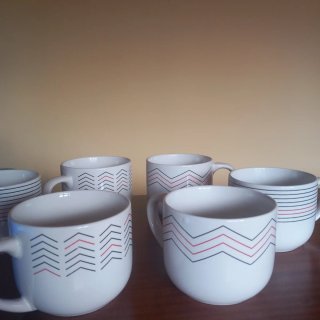 Tazas Grandes Cerámica Diseño Zigzag