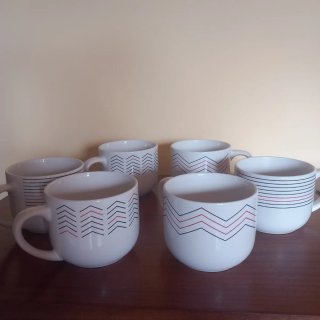 Tazas Grandes Cerámica Diseño Zigzag