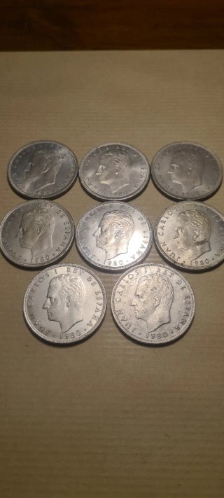 Lote 8 monedas 100 ptas Juan Carlos I 1980