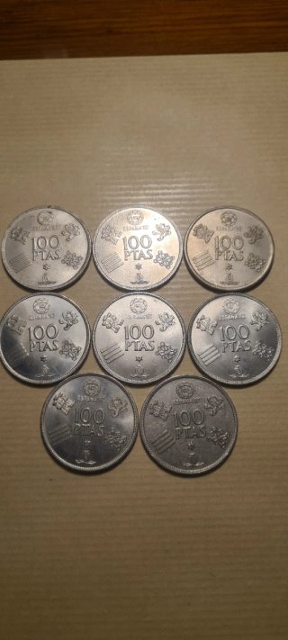 Lote 8 monedas 100 ptas Juan Carlos I 1980