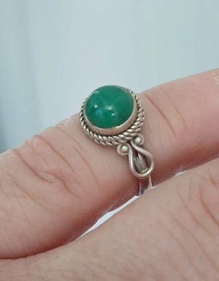 Anillo Plata Ley y Malaquita Vintage SJS