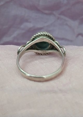 Anillo Plata Ley y Malaquita Vintage SJS