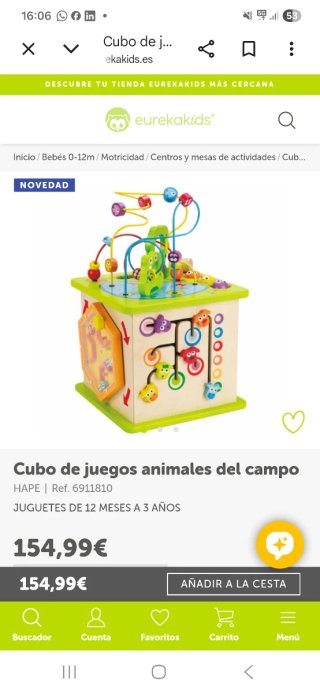 Cubo actividades grande de madera Hape