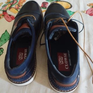 Zapatos Clowse Piel Azul Talla 44 Cosidos