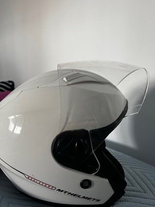 Casco Moto MT Helmets Blanco Visera Transparente