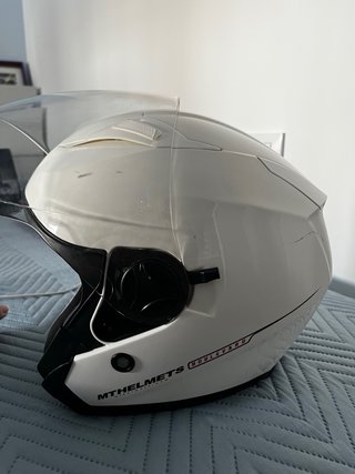 Casco Moto MT Helmets Blanco Visera Transparente