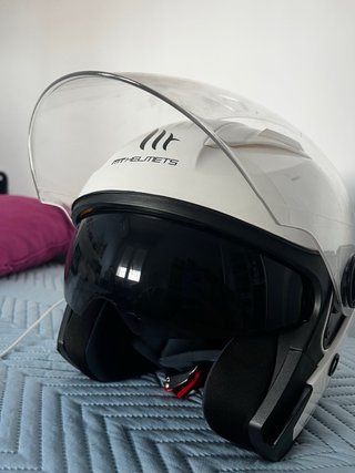Casco Moto MT Helmets Blanco Visera Transparente