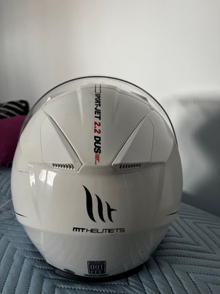 Casco Moto MT Helmets Blanco Visera Transparente