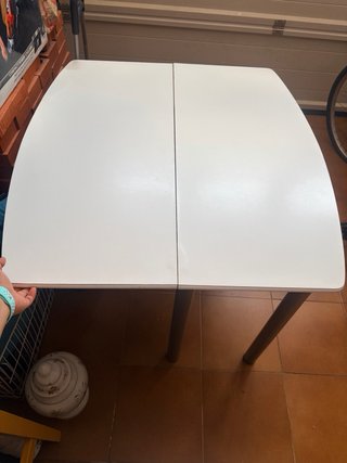 Mesa de comedor blanca y madera plegable