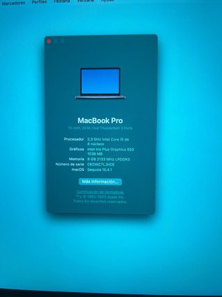 Macbook Pro 13” A1989 Plata