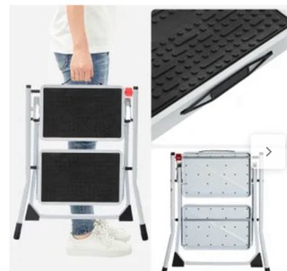 Escalera Plegable 2 Peldaños Gris