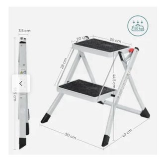 Escalera Plegable 2 Peldaños Gris