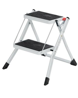 Escalera Plegable 2 Peldaños Gris