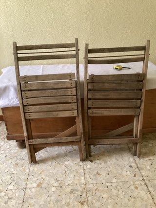 2 Sillas Plegables Madera Antiguas